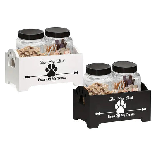 Wooden Dog Treat Container Multifunctional Airtight Dog Food Storage Container with 2  Cat and Dog Treat Jars Pet supplies