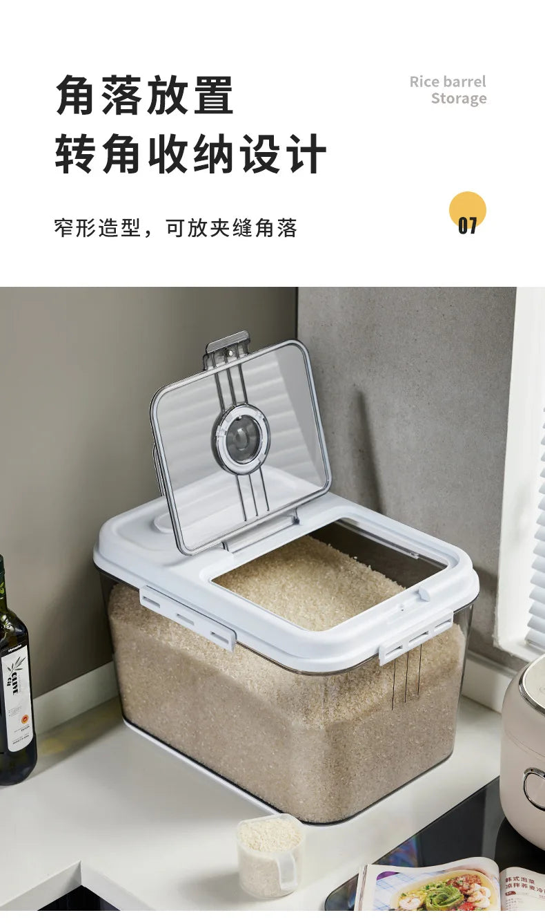 7.5kgs Plastic Rice Storage bucket Grain Dispenser Container Kitchen Organizer Pet Cat Dog Food Storage Bin Barrel Box With Lid