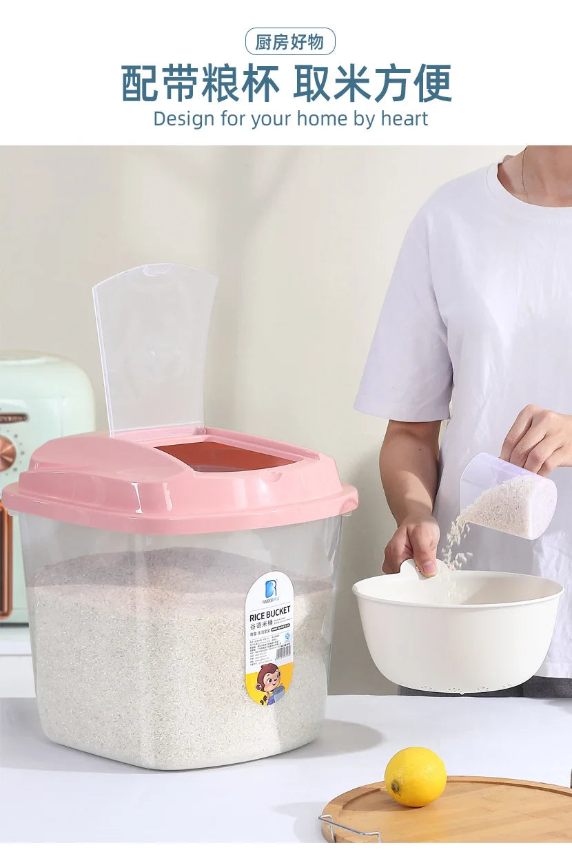 Rice Storage Container 25kg Airtight Dog Pet Dry Grain Rice Food Storage Containers With Insect-resistant Lid Large