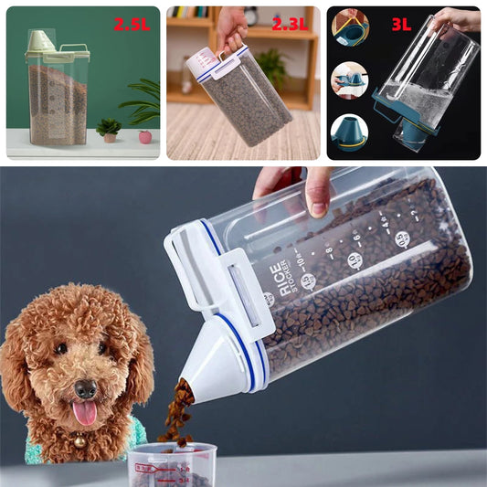 1Pc Pet Food Storage with Seal Ring 2.3L 2.5L 3L Large Capacity Portable Sealed Transparent Container Durable Cats Dogs Feed Jar