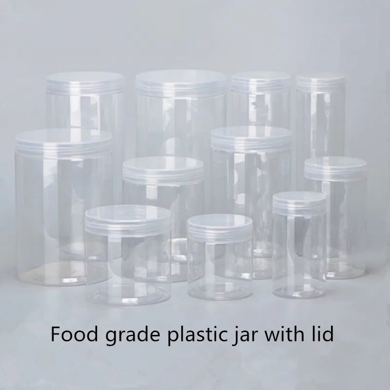 Wholesale 50pcs/pack Empty Plastic Clear Cosmetic Jars PET Food Jar Makeup Container With plastic lid Food Cans Seal Cans