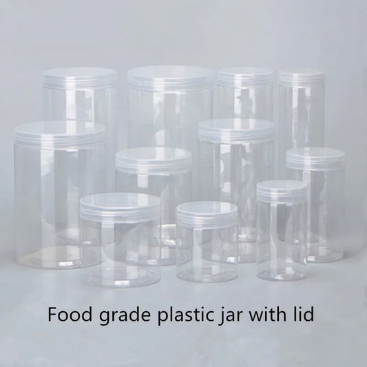 Wholesale 50pcs/pack Empty Plastic Clear Cosmetic Jars PET Food Jar Makeup Container With plastic lid Food Cans Seal Cans