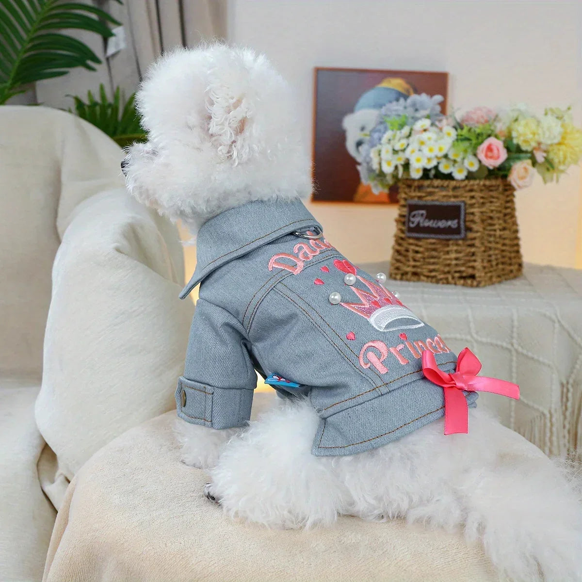 Little Princess Jacket Pet Clothes Dog Cat Anti-hair Loss Summer Blue Handsome Towable Vest