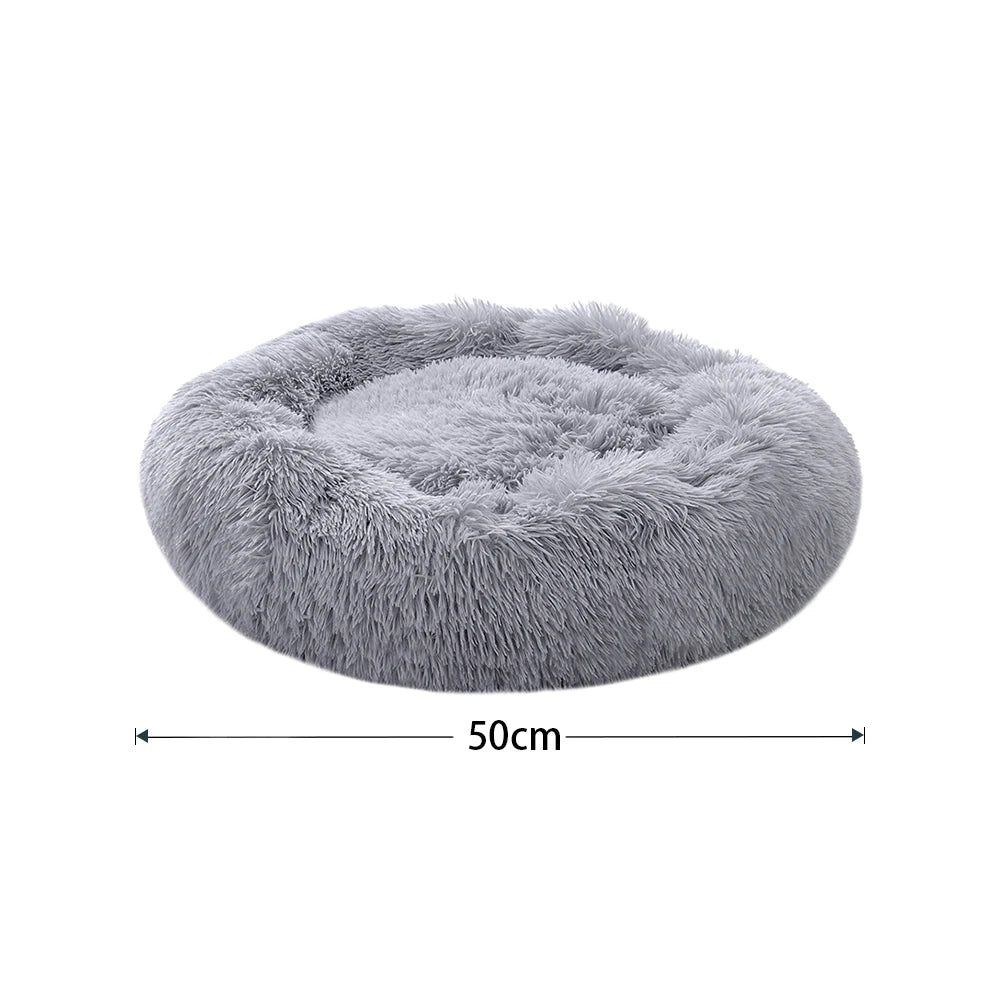70CM Donut-Shaped Plush Pet Cuddler Bed Machine Washable Anti-Slip for Dog&Cat House Winter Warm Sleeping