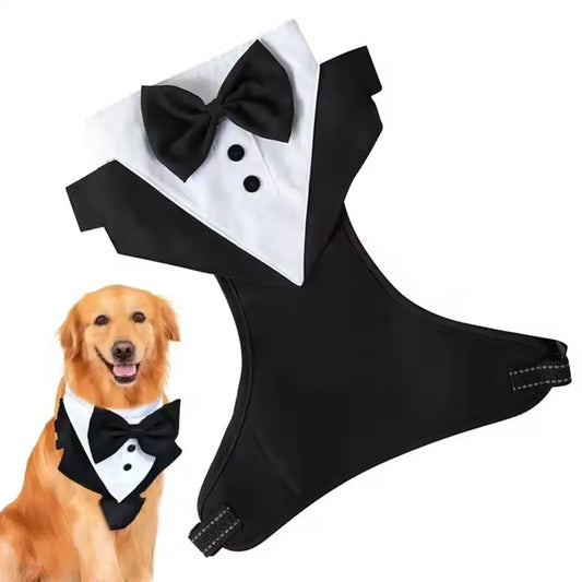 Dogs Tuxedo Wedding Party Suit Dog Formal Tuxedo with Bow Tie Pet Dog Vest Harness Outfit Wedding Attire Dog Tuxedo for Puppies