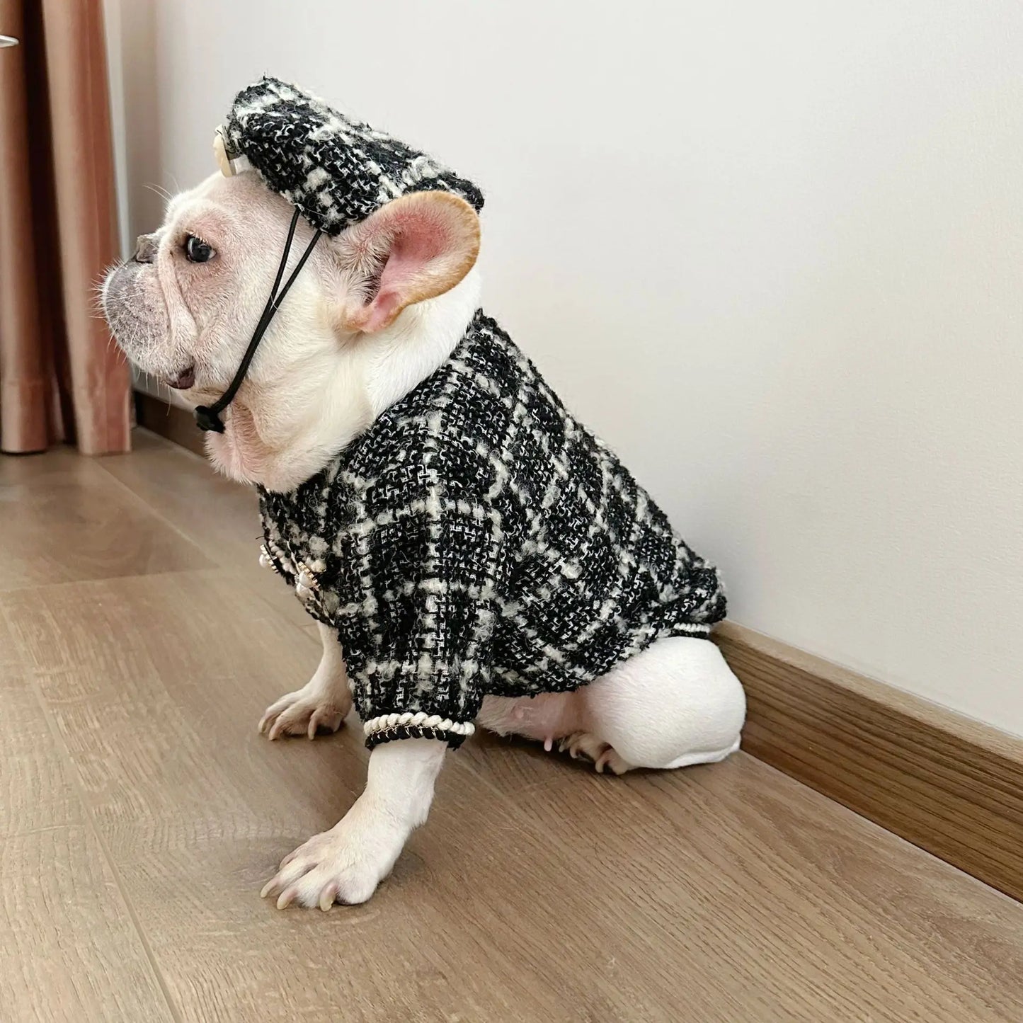 New Winter Classic Plaid Dog Clothes Exquisite Jacket And Hat Set Dog Jacket French Bulldog Schnauzer For Samll Medium Dog