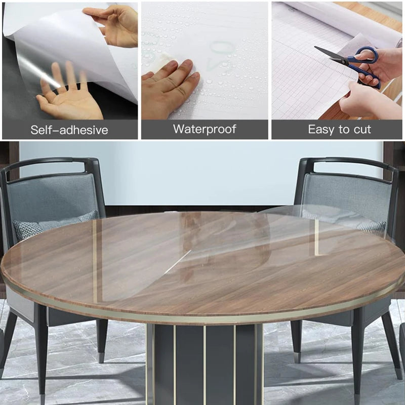 PET Self-adhesive Desktop Protective Film Anti-scratch Heat Resistant Furniture Stickers HD Transparent Waterproof Kitchen Decor