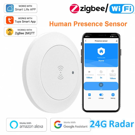 Tuya ZigBee/WIFI MmWave Human Presence Motion Sensor with Luminance/Distance Detection 95V-220V Smart Life 24G Microwave Radar
