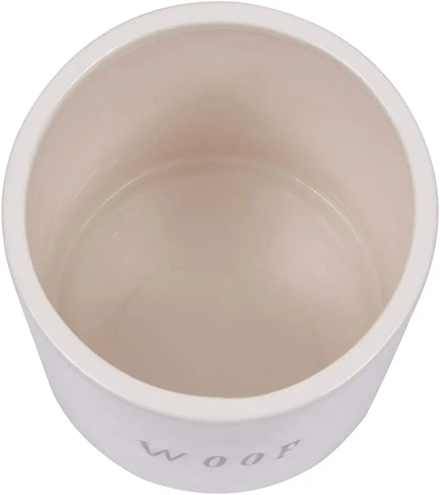 Dog TreatJar with Bone Handle on Lid  Jar Large Ceramic Airtight Canister Rustic Farmhouse Pet Food Storage Container