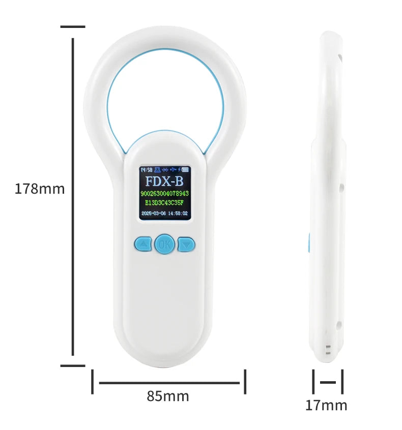 Handheld 134.2KHz 125kHz Animal RFID Reader Pet Cat Dog Microchip Scanner FDX-B Glass Chip USB/Bluetooth Tag Reader