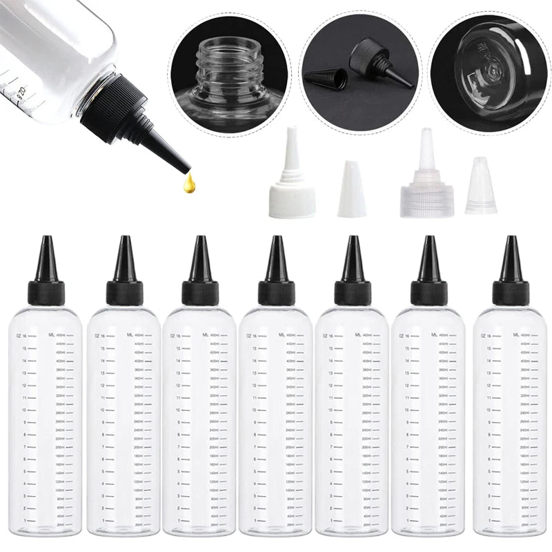 5Pcs 30/60/100/120/250/500ml Empty PET Plastic Ink Bottles With Screw-On Lids Refillable Liquid Oil  Dropper Bottles Container