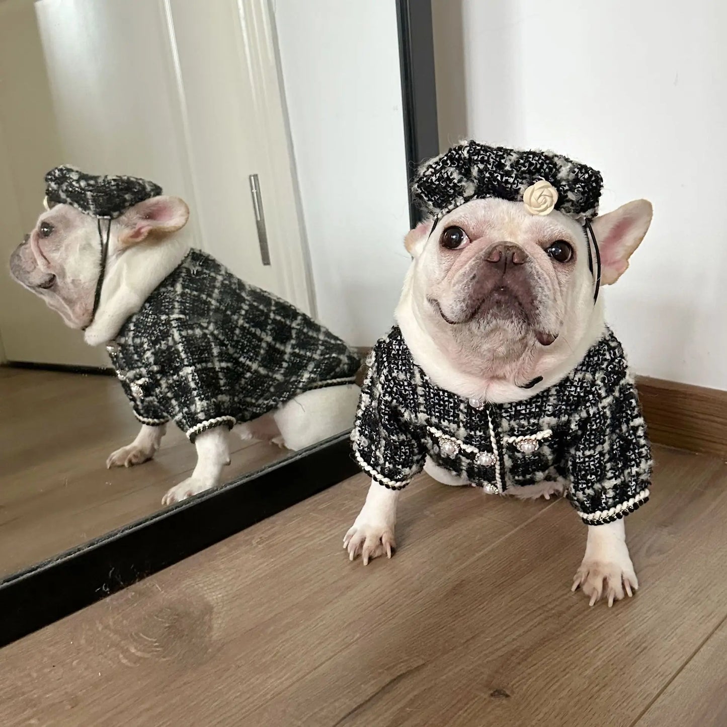 New Winter Classic Plaid Dog Clothes Exquisite Jacket And Hat Set Dog Jacket French Bulldog Schnauzer For Samll Medium Dog