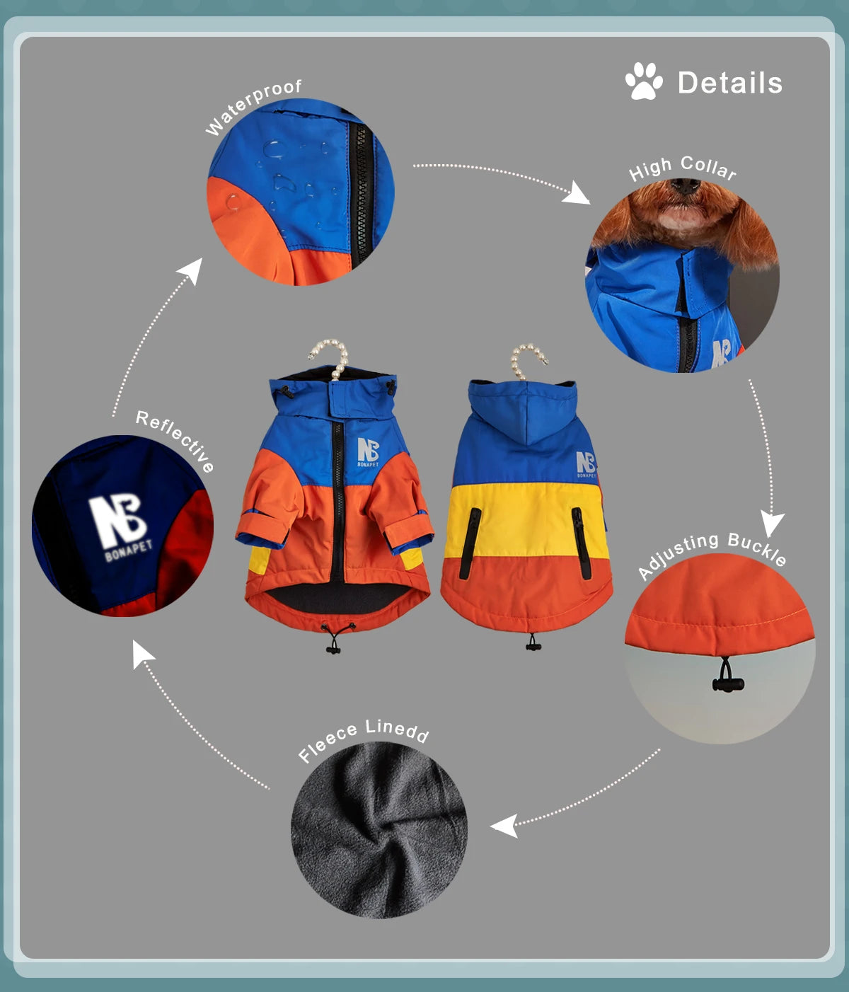 Waterproof Big Dog Clothes Winter Warm Pet Raincoat For Medium Large Dog Fashion Cool Dog Jacket French Bulldog Chihuahua Outfit