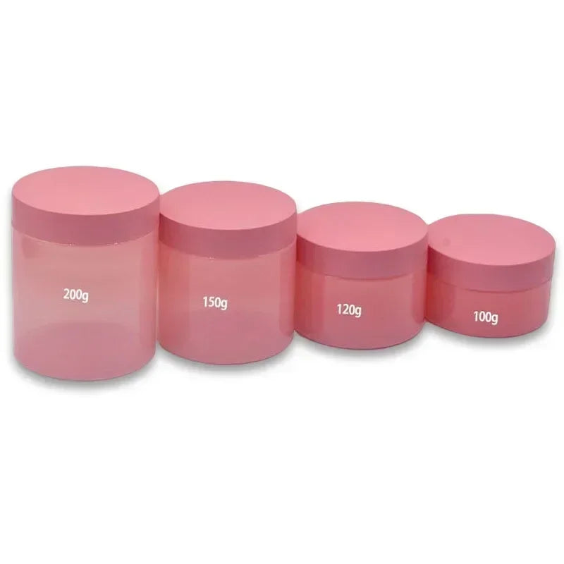 12Pcs 100-250g Pink PET Plastic Jar with Screw Lid Empty Comstic Face Cream Containers Travel Sample Jars Refillable Bottles