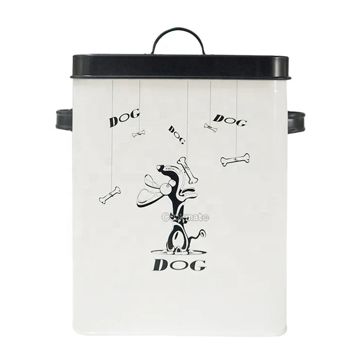 2023 New Fashion White  Farmhouse Dog Food Container with black Lid Food Storage Container with Serving Scoop