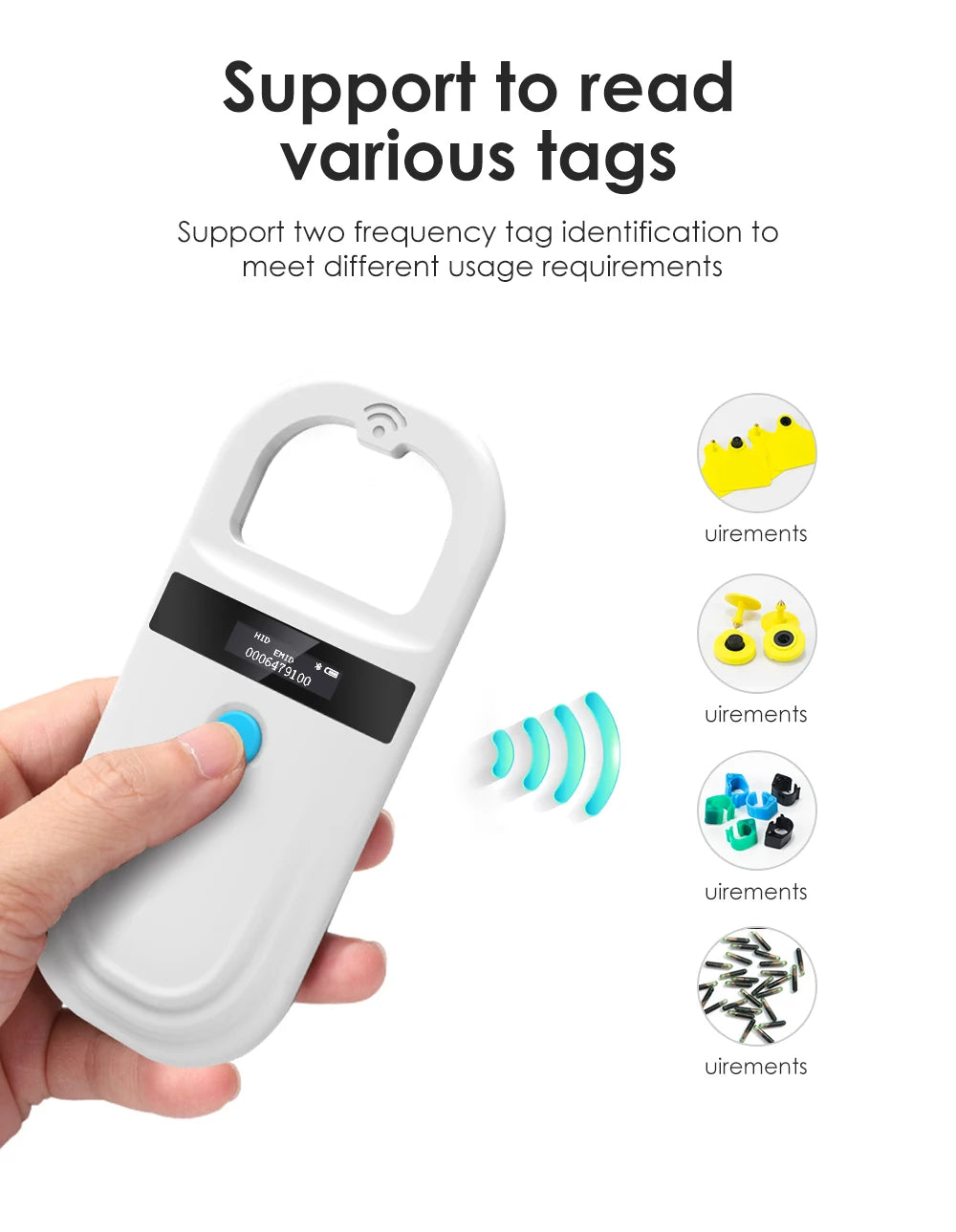 Pet ID Chip Digital Scanner USB RFID Dog Cat Animal Handheld 134.2KHz Identification Tag Card Reader Chip