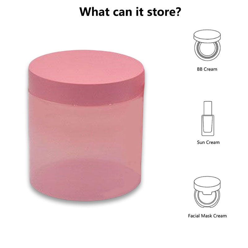 12Pcs 100-250g Pink PET Plastic Jar with Screw Lid Empty Comstic Face Cream Containers Travel Sample Jars Refillable Bottles