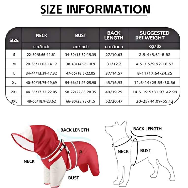 Pet Dog Waterproof Coat Puppy Hooded Jacket for Rainy Day Outdoor Dog Raincoat Reflective Clothes for Small Medium Large Dogs