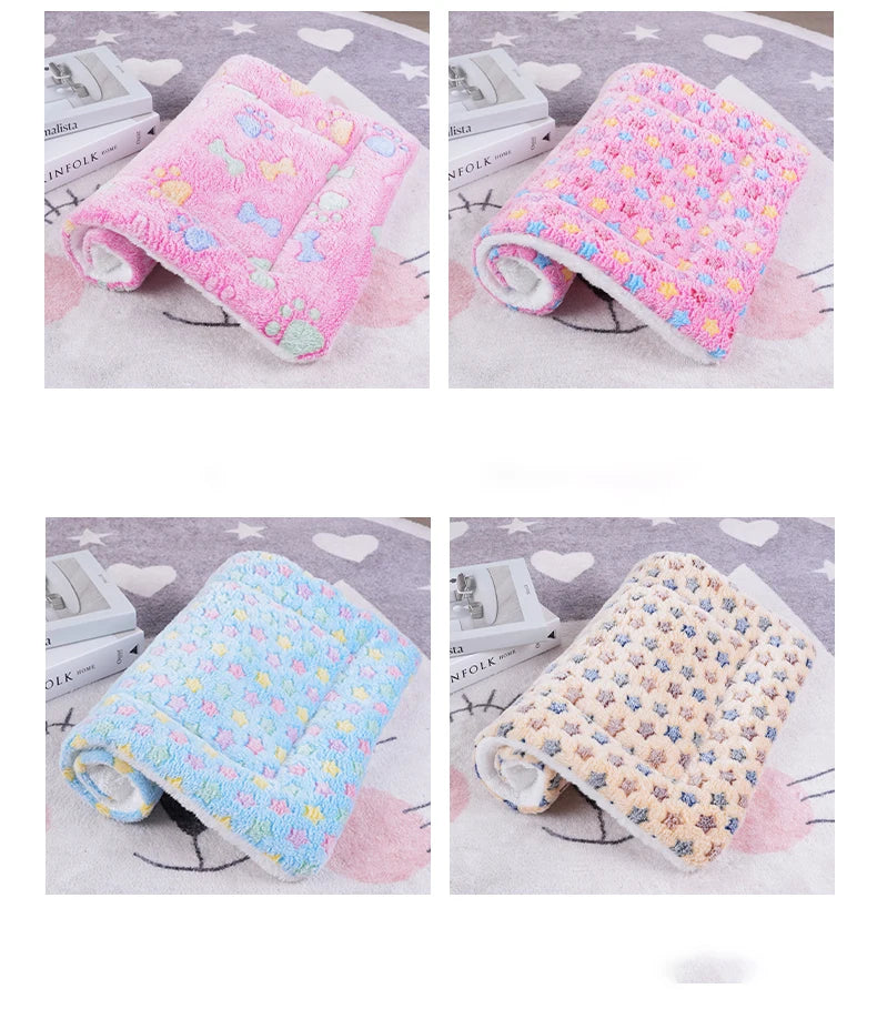 Dogs Bed Flannel Thickened Blanket Cushion Washable Dog Puppy Bed Accessories Medium Pet Large Basket Small Mat Warm Sofa Kennel