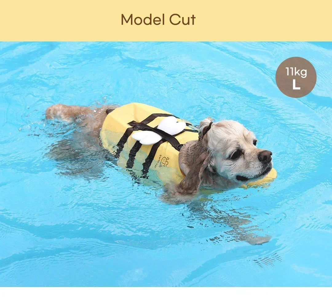 2025 Summer Dog Swimsuit & Life Jacket - Cute Bee Swim Vest, Waterproof Pet Safety Harness for Pool/Beach, Puppy Swimwear