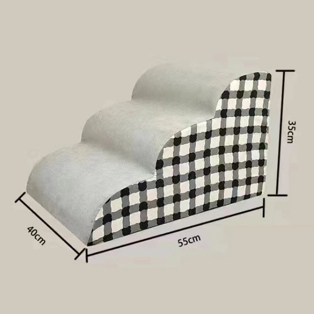 Pet Stairs 2-4 Step Dog Ramp Anti Slip Detachable Memory Foam Sofa Couch Steps for Large Dogs Washable Non Collapse