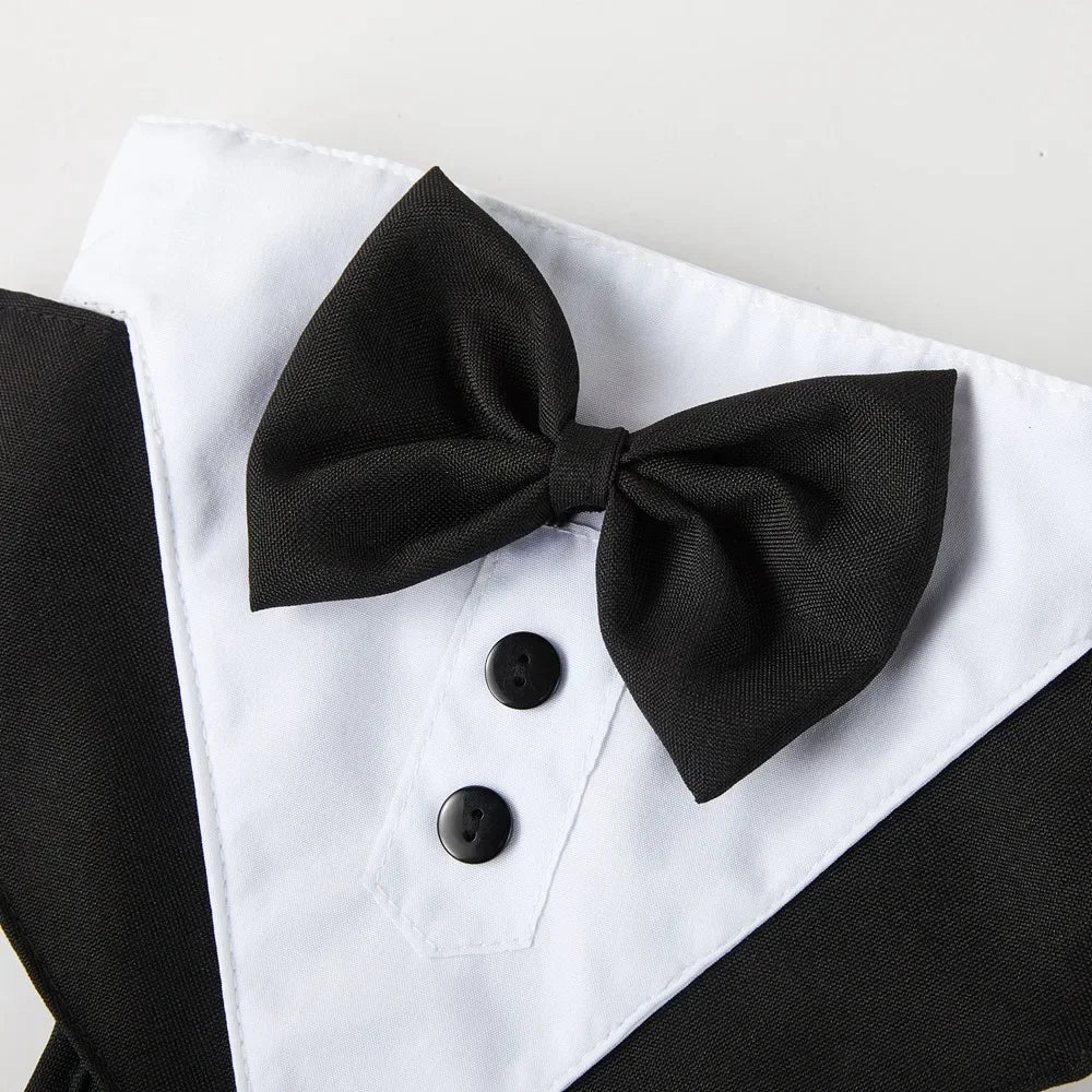 Dogs Tuxedo Wedding Party Suit Dog Formal Tuxedo with Bow Tie Pet Dog Vest Harness Outfit Wedding Attire Dog Tuxedo for Puppies