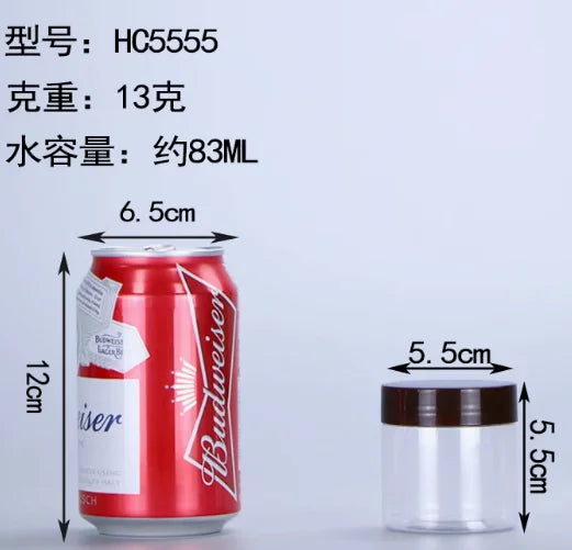 Wholesale 50pcs/pack Empty Plastic Clear Cosmetic Jars PET Food Jar Makeup Container With plastic lid Food Cans Seal Cans