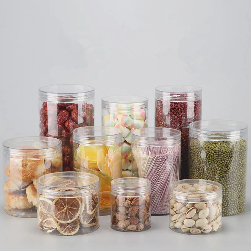 Wholesale 50pcs/pack Empty Plastic Clear Cosmetic Jars PET Food Jar Makeup Container With plastic lid Food Cans Seal Cans