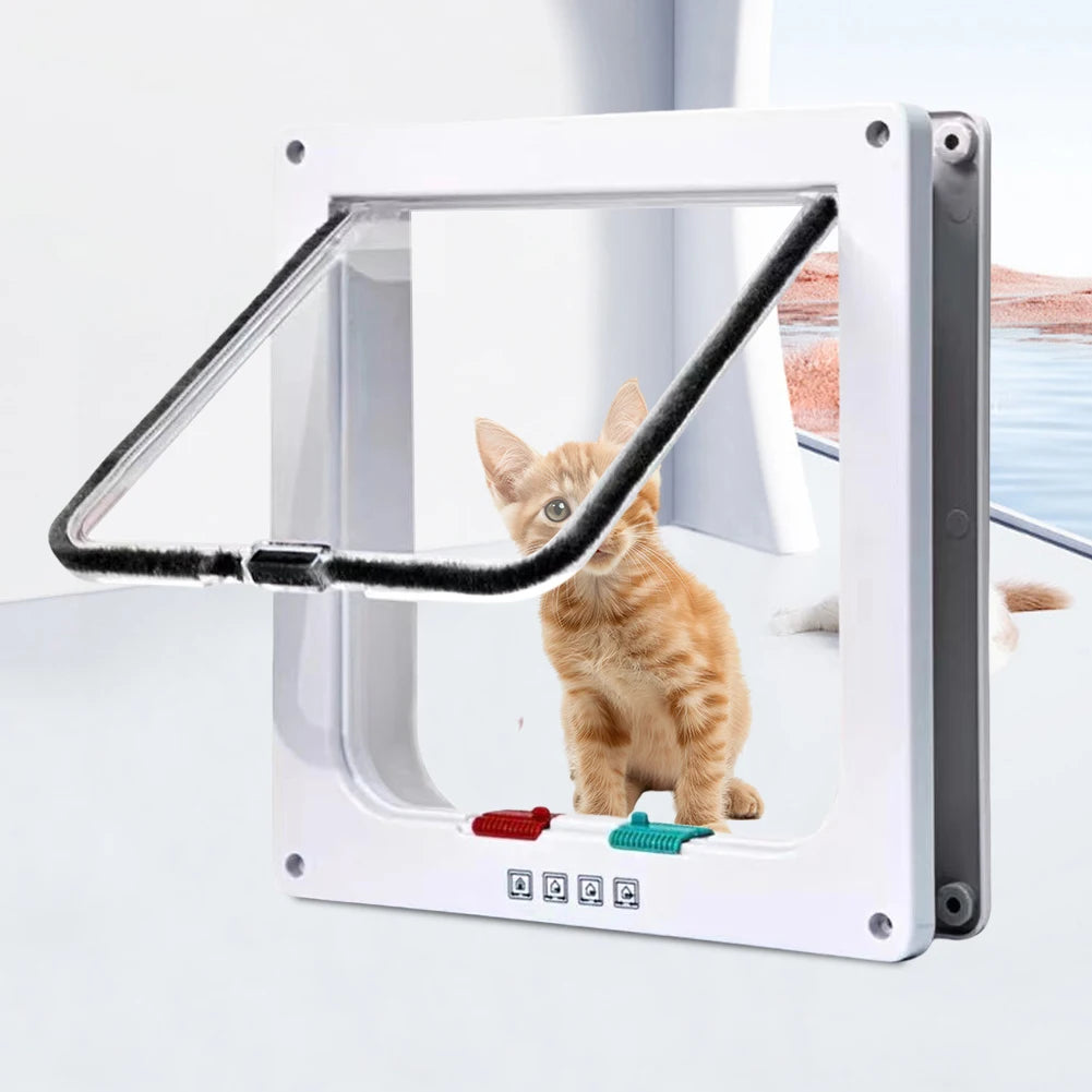 Dog Cat Kitten Flap Puppy Kitten Safety In&out Pet Door with 4 Way Security Lock Door Pet Doors Sliding Door Safety Pet Door