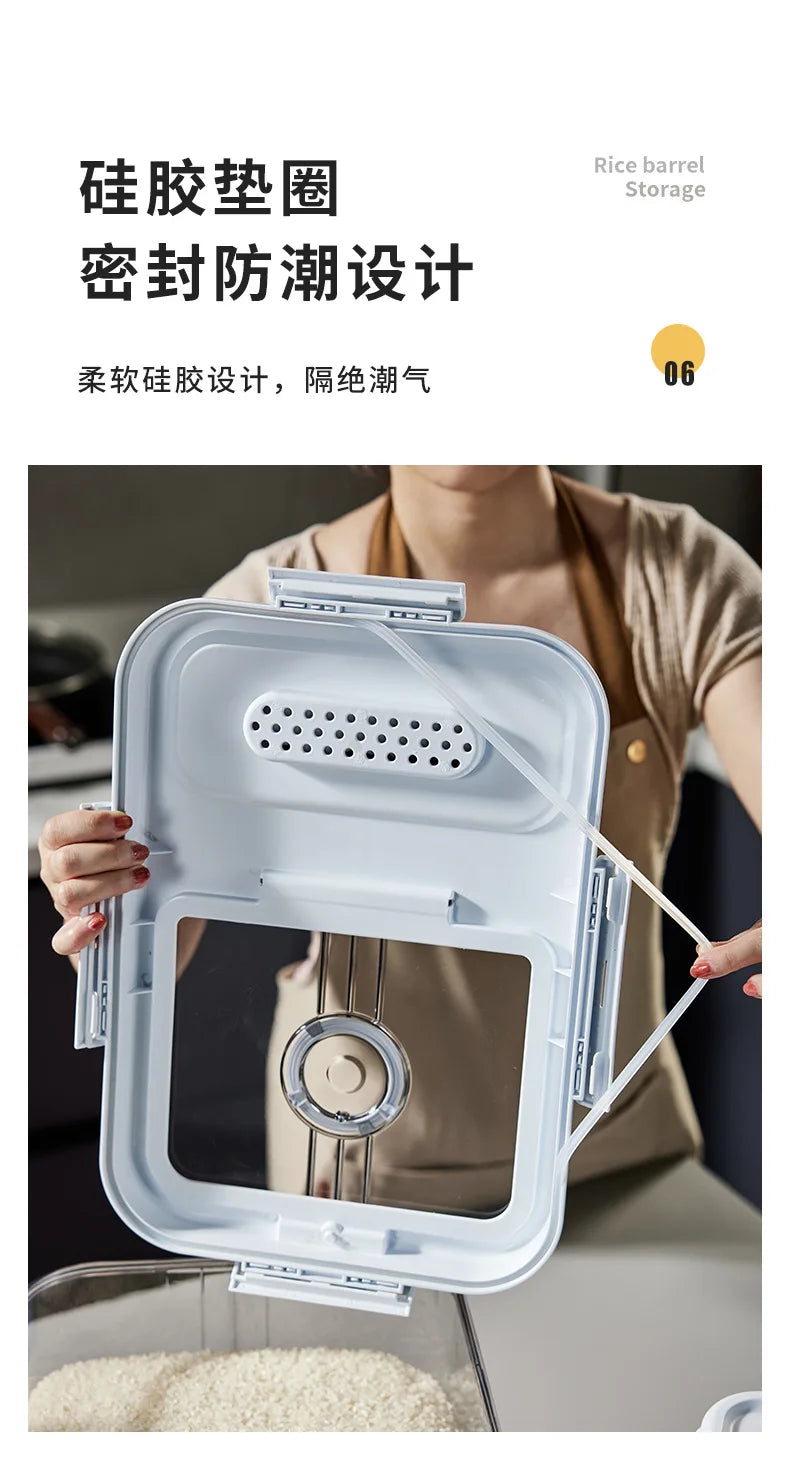 7.5kgs Plastic Rice Storage bucket Grain Dispenser Container Kitchen Organizer Pet Cat Dog Food Storage Bin Barrel Box With Lid