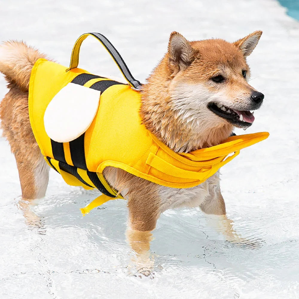 Cartoon Puppy Life Vest Jacket with Rescue Handle Summer Small Dog Swimwear Puppy Life Jacket Safety Swimming Suit Pet Supplies