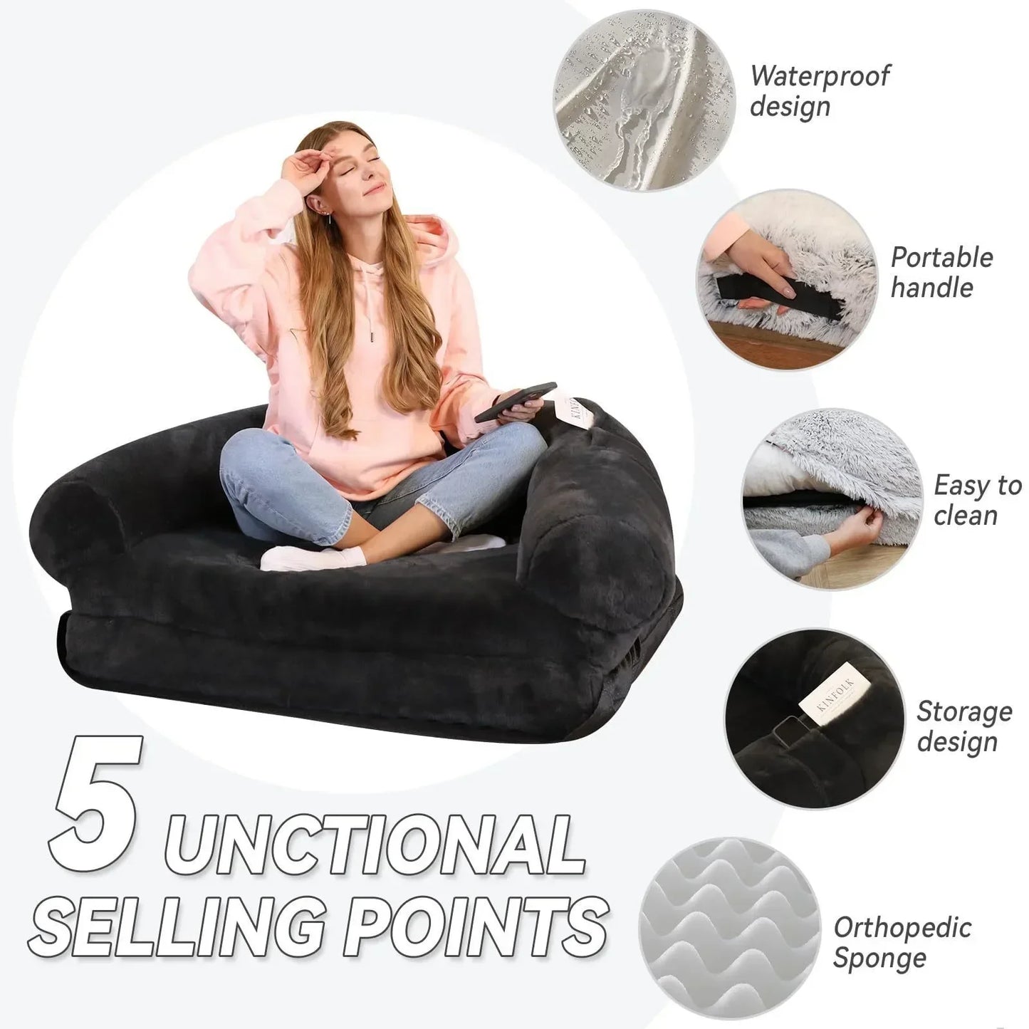 Human Pet Sofa Removable Washable Convenient Unfolding Large Dog Bed Plush Human Pet Sharing Kennel Soft Dog Cushion