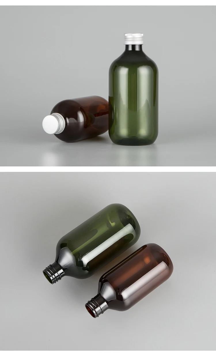 10/20/50pcs 100ml 150ml 200ml Green Plastic Bottle With Aluminum Lid 300ml 400ml 500ml Boston Brown PET Bottle Container XD32101