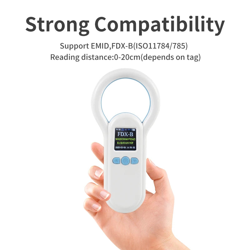 Handheld 134.2KHz 125kHz Animal RFID Reader Pet Cat Dog Microchip Scanner FDX-B Glass Chip USB/Bluetooth Tag Reader