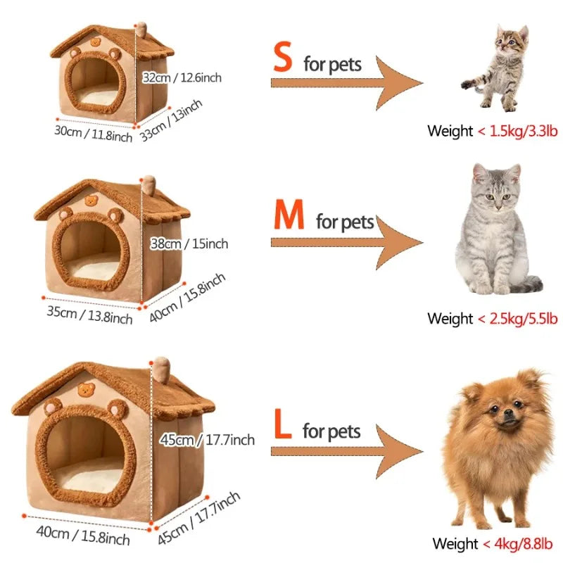 NEW Four seasons cat nest in winter warm closed dog house seat cushion removable dog bed creative soft winter warm cat nest