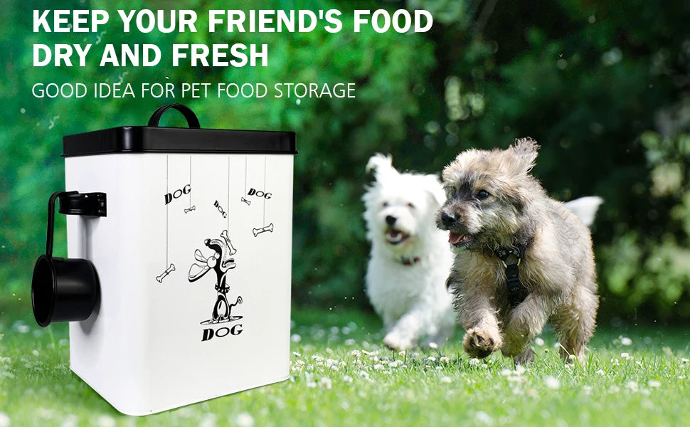 2023 New Fashion White  Farmhouse Dog Food Container with black Lid Food Storage Container with Serving Scoop