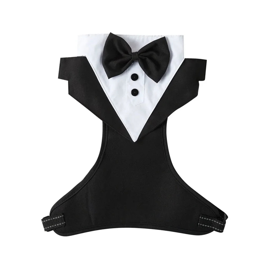 Dogs Tuxedo Wedding Party Suit Dog Formal Tuxedo with Bow Tie Pet Dog Vest Harness Outfit Wedding Attire Dog Tuxedo for Puppies