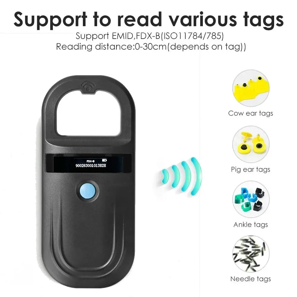 Bluetooth Iso11784/5 Fdx-b Animal Pet Id Reader Chip Transponder Usb Rfid Handheld Microchip Scanner For Dog,cats,horse