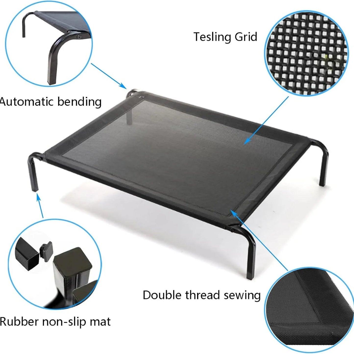 BRIEFNESS Elevated Dog Bed Pet Sofa Bed 3 Sizes Available Outdoor Pet Bed Dog & Cat Camping Bed Black