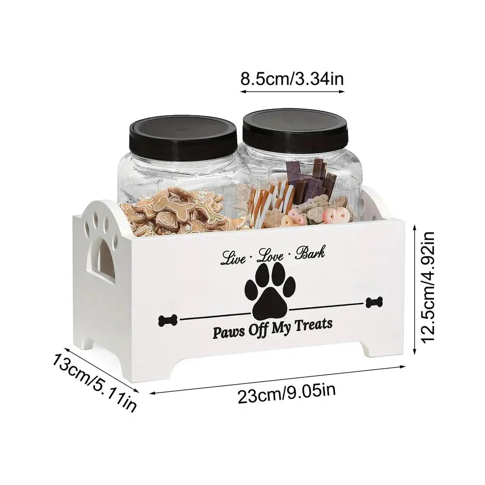 Wooden Dog Treat Container Multifunctional Airtight Dog Food Storage Container with 2  Cat and Dog Treat Jars Pet supplies