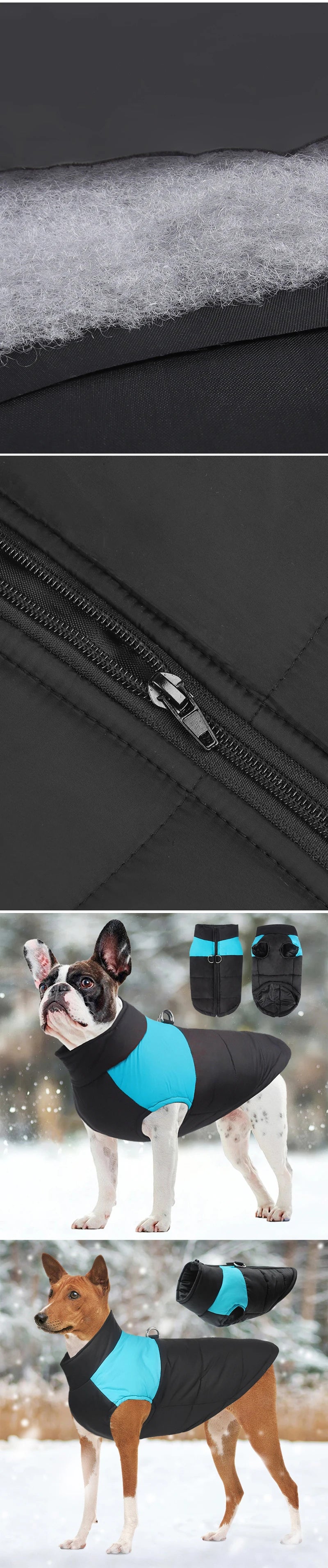 Waterproof Pet Dog Puppy Vest Jacket Winter Warm Dog Clothes Waterproof Pet Vest Zipper Jacket Coat For Small Medium Large Dogs