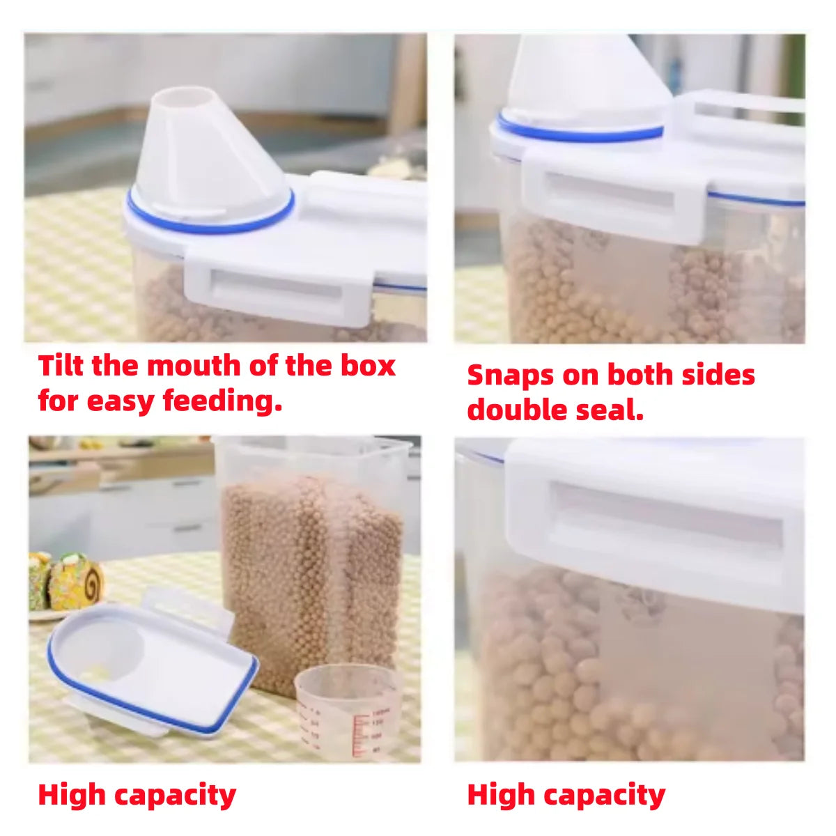 1Pc Pet Food Storage with Seal Ring 2.3L 2.5L 3L Large Capacity Portable Sealed Transparent Container Durable Cats Dogs Feed Jar