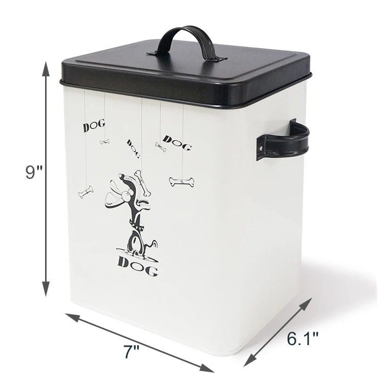 2023 New Fashion White  Farmhouse Dog Food Container with black Lid Food Storage Container with Serving Scoop