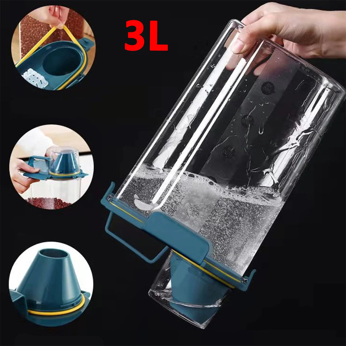 1Pc Pet Food Storage with Seal Ring 2.3L 2.5L 3L Large Capacity Portable Sealed Transparent Container Durable Cats Dogs Feed Jar
