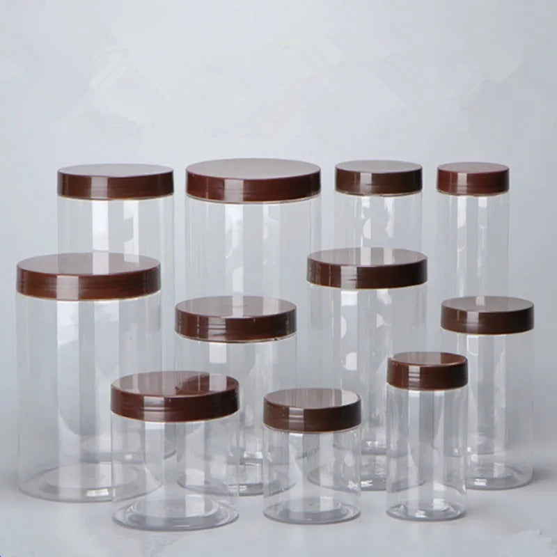 Wholesale 50pcs/pack Empty Plastic Clear Cosmetic Jars PET Food Jar Makeup Container With plastic lid Food Cans Seal Cans