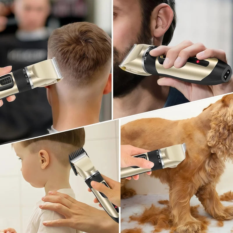 BRIEFNESS Professional pet trimmer, cordless low noise hair clipper for dogs/cats, grooming shavers for men/kids, shearing kits