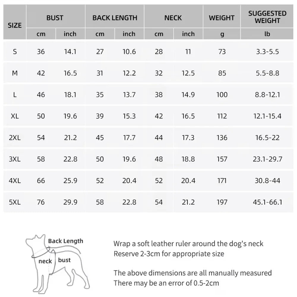 Warm Waterproof Cotton Winter Dog Jacket Vest for Small to Large Dogs Puppy French Bulldog Chihuahua York Pet Costume