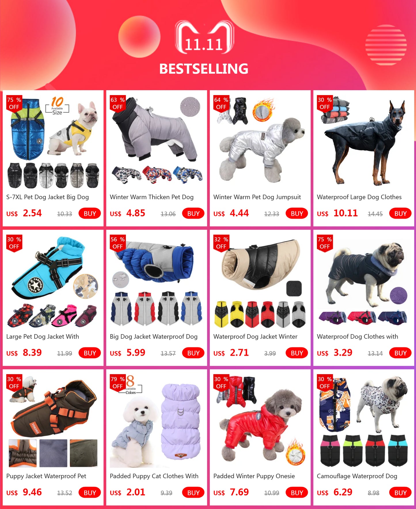 Waterproof Pet Jacket Winter Warm Dog Clothes for Small Dogs Puppy Cat Vest Chihuahua Costume Pug Poodle Yorkie Schnauzer Coats