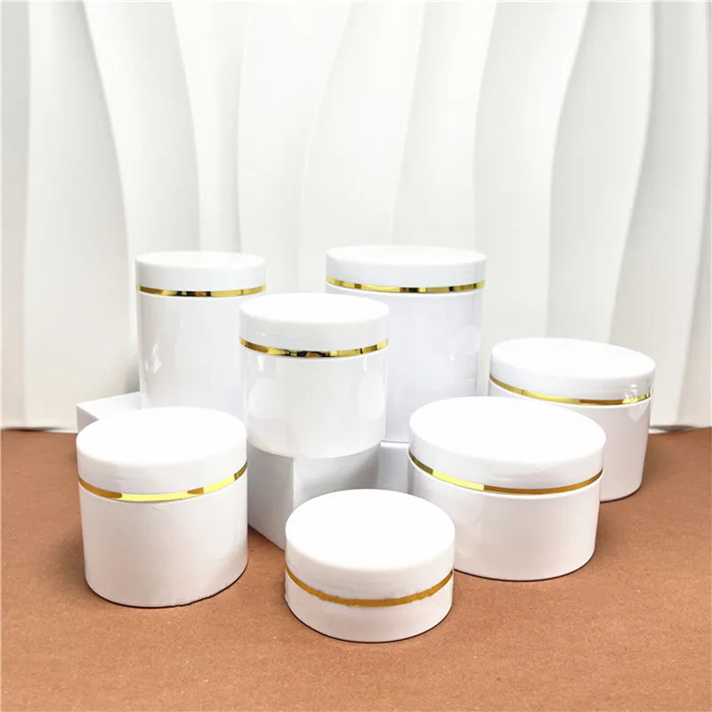 10/30/40pcs 50-500ml  PET Plastic Jar With White Lids Screw Container Empty Cosmetic Cream Powder Makeup Storage Jar Pot Bottle