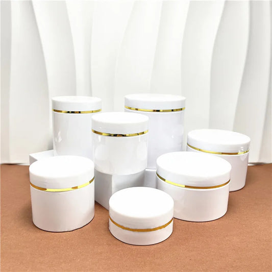 10/30/40pcs 50-500ml  PET Plastic Jar With White Lids Screw Container Empty Cosmetic Cream Powder Makeup Storage Jar Pot Bottle